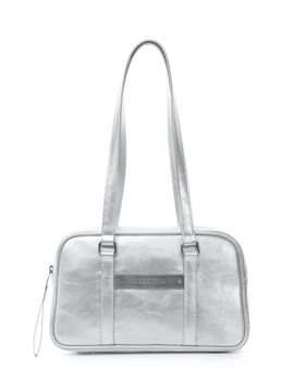 NICK&NICOLE Crystal Leather Mini Boston Bag [Silver]