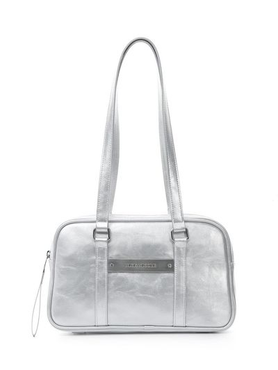 NICK&NICOLE Crystal Leather Mini Boston Bag [Silver]