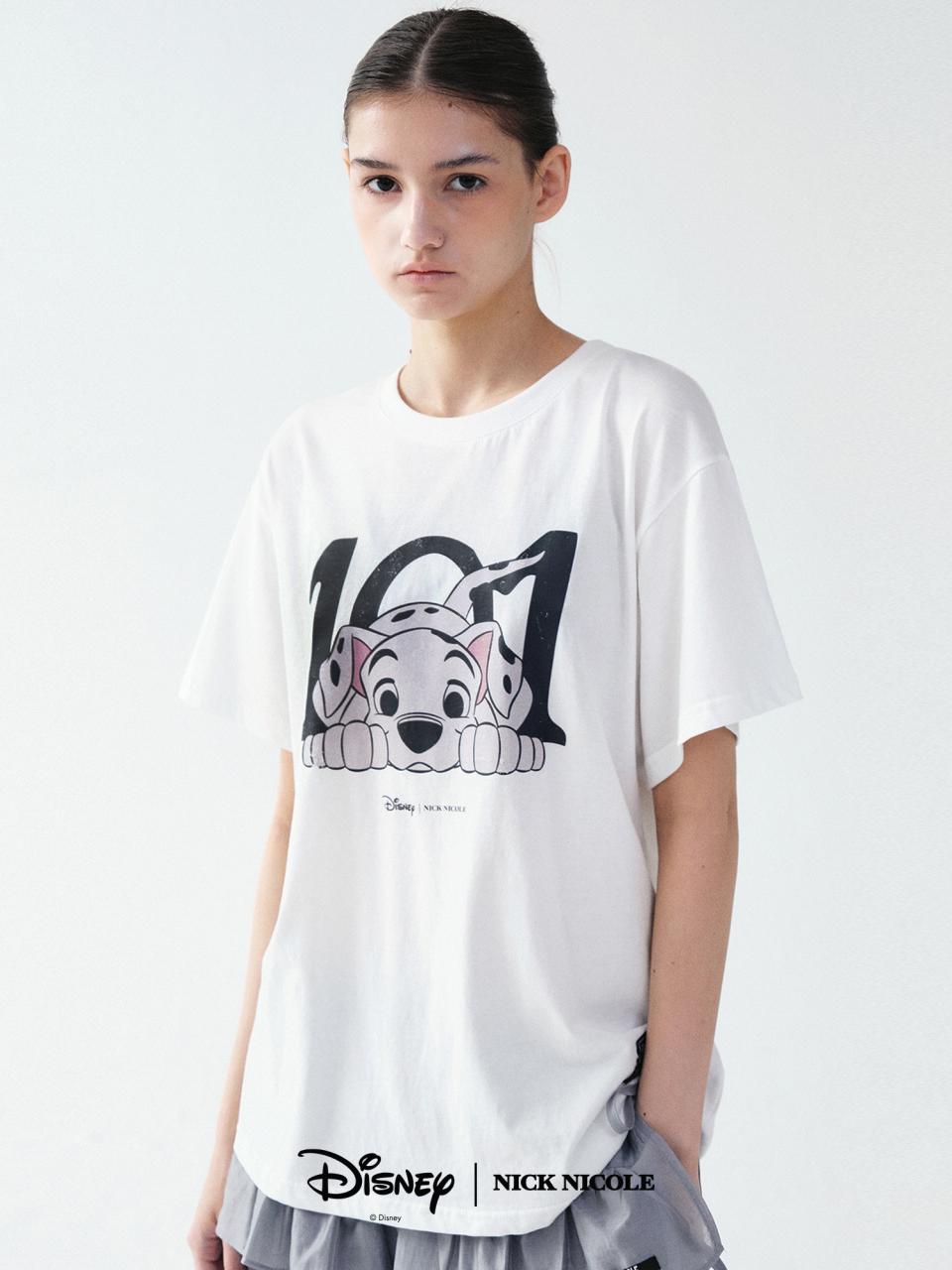 NICK&NICOLE DISNEY 101 DALMATIAN DOG TOP [WHITE]