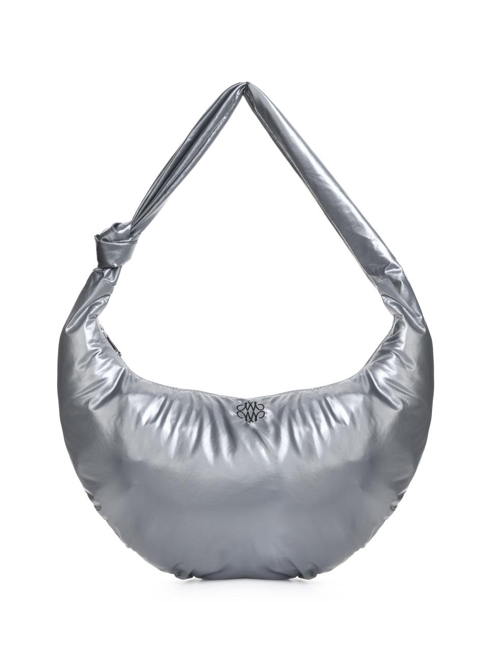 NICK&NICOLE Glossy Knot Crescent Shoulder Bag [Silver]