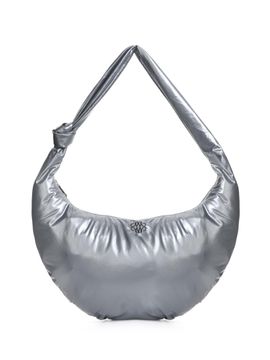 NICK&NICOLE Glossy Knot Crescent Shoulder Bag [Silver]