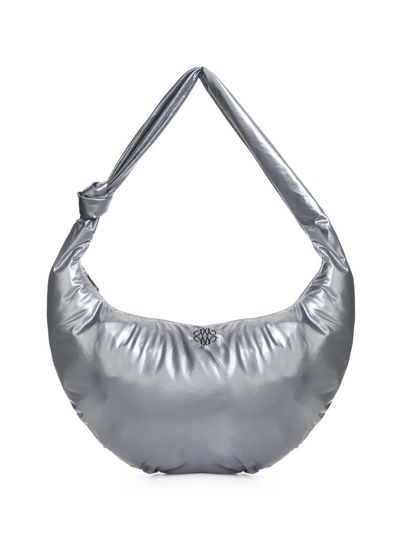 NICK&NICOLE Glossy Knot Crescent Shoulder Bag [Silver]