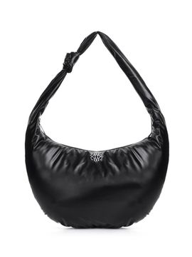 NICK&NICOLE Glossy Knotted Crescent Shoulder Bag [Black]