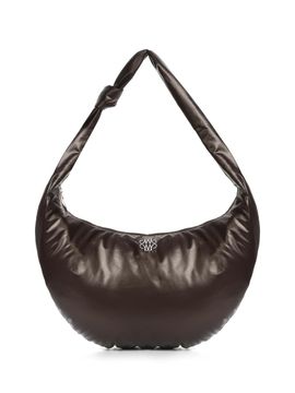 NICK&NICOLE Glossy Knotted Crescent Shoulder Bag [Brown]