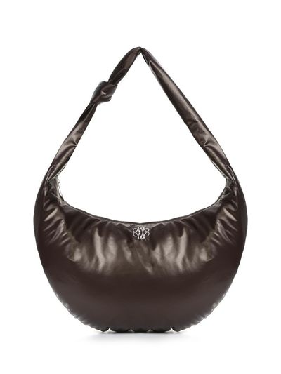 NICK&NICOLE Glossy Knotted Crescent Shoulder Bag [Brown]
