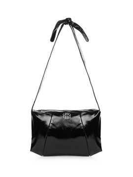NICK&NICOLE Glossy Square Patent Shoulder Bag [Black]