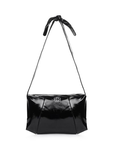NICK&NICOLE Glossy Square Patent Shoulder Bag [Black]