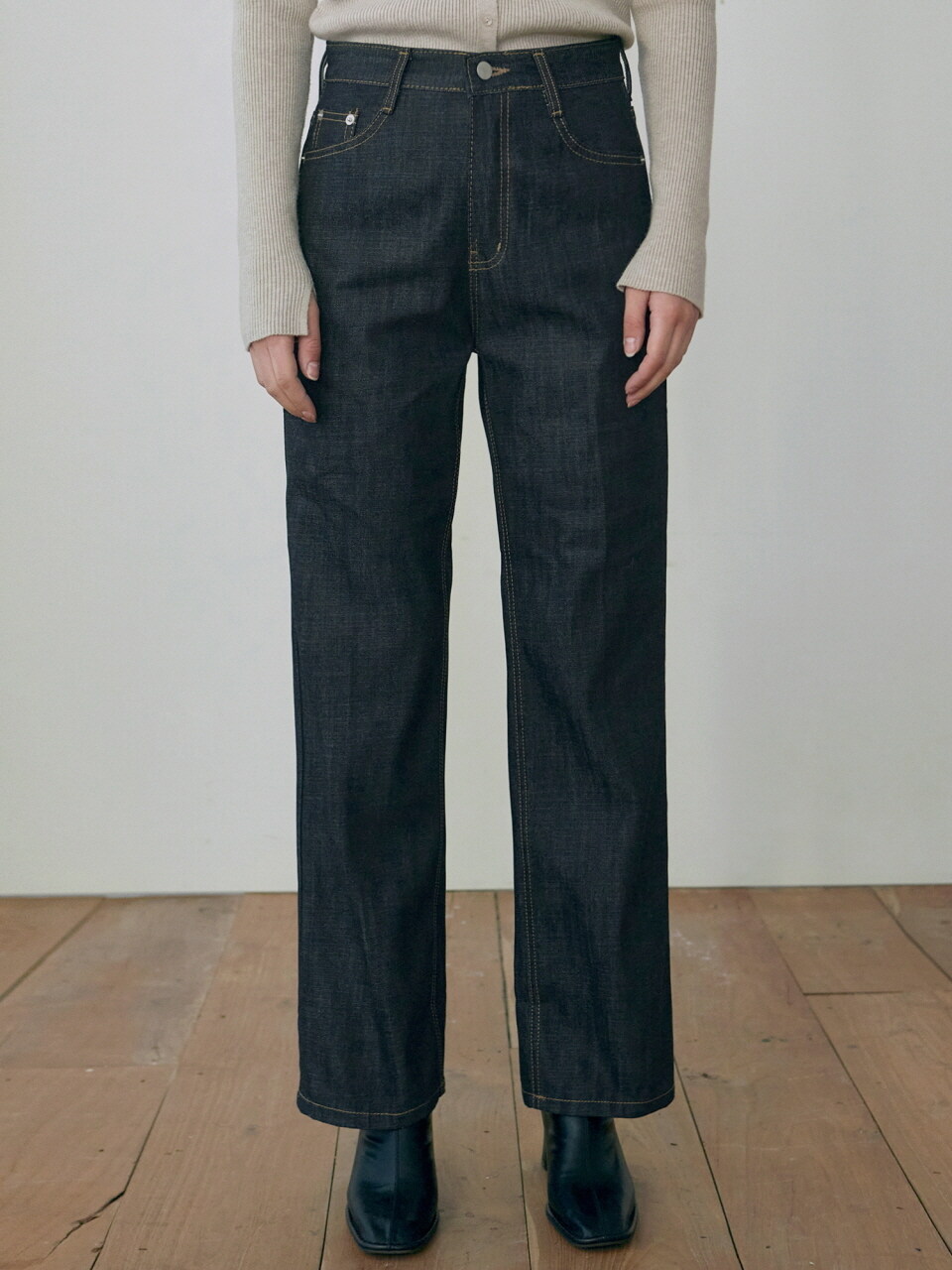 NICK&NICOLE HIGH WIDE STRAIGHT RAW JEAN_INDIGO