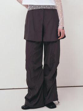 NICK&NICOLE LAYERED SKIRT PANTS [CHARCOAL]
