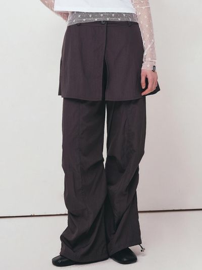 NICK&NICOLE LAYERED SKIRT PANTS [CHARCOAL]
