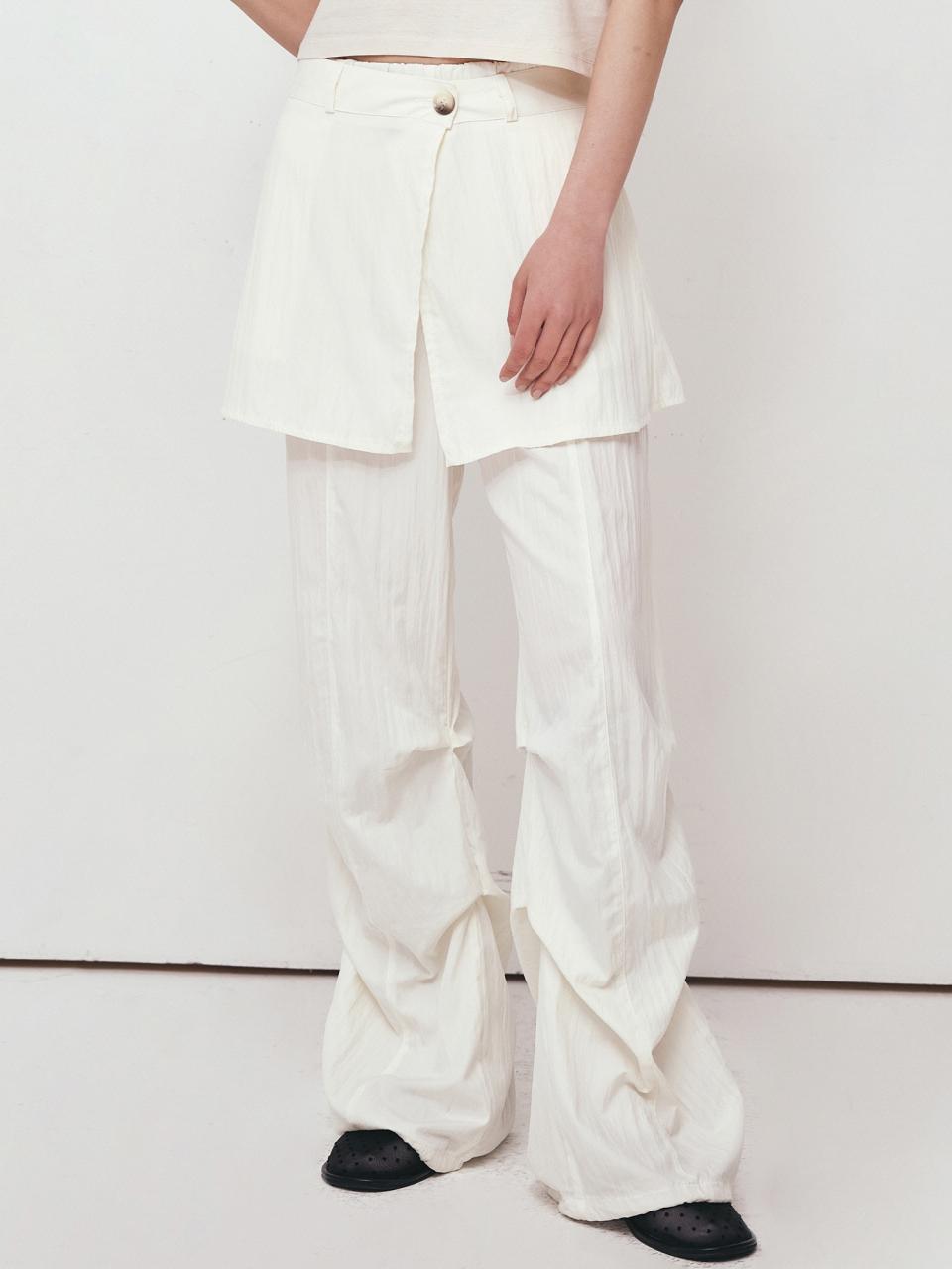 NICK&NICOLE LAYERED SKIRT WIDE PANTS [IVORY]