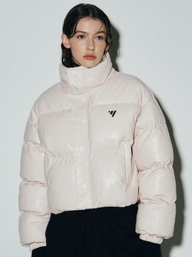NICK&NICOLE LEATHER CROP PUFFER PADDING JACKET [PINK]
