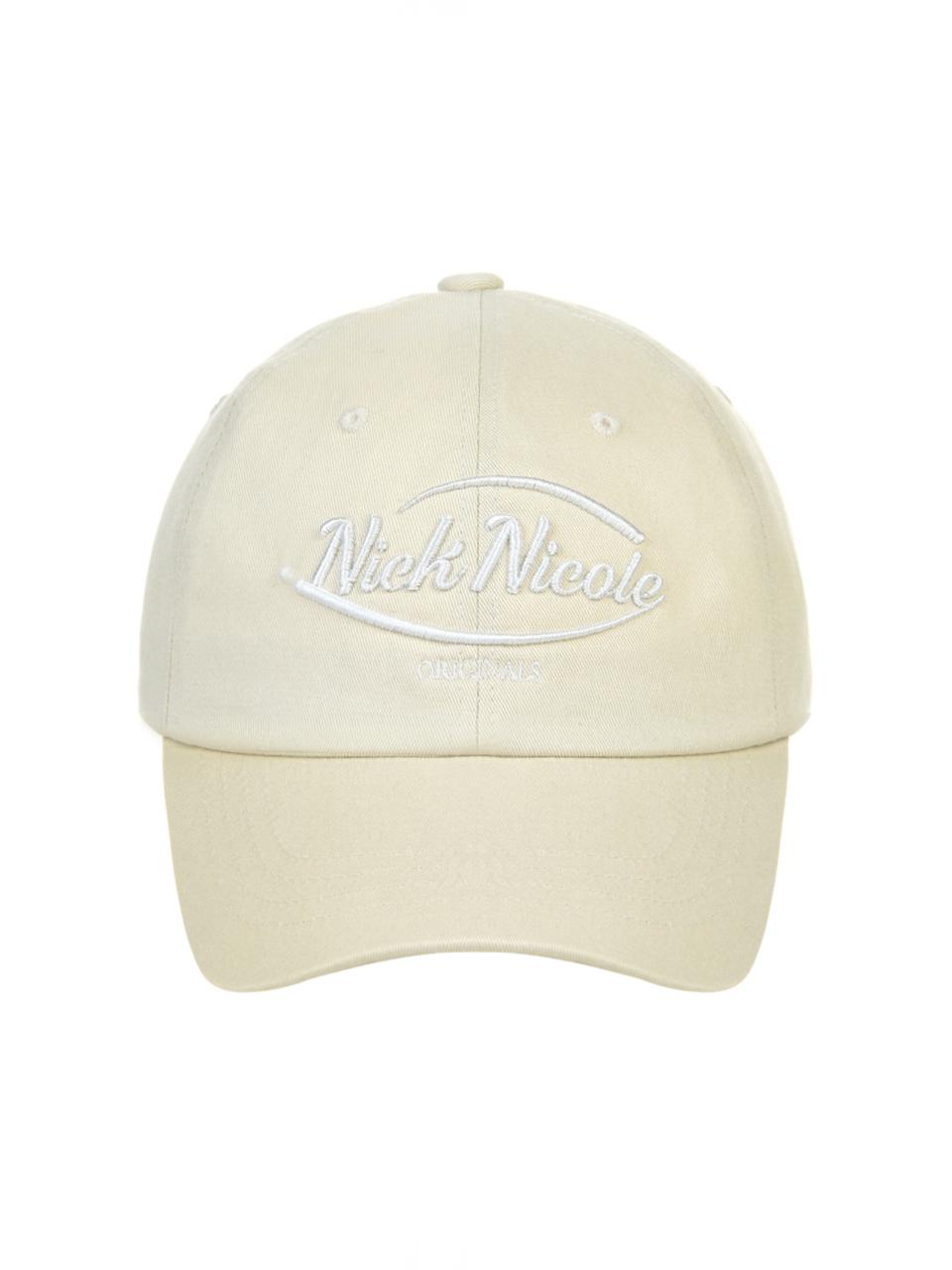 NICK&NICOLE Logo Embroidered Bio-washed Ball Cap [Beige]