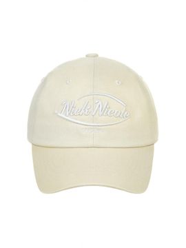 NICK&NICOLE Logo Embroidered Bio-washed Ball Cap [Beige]