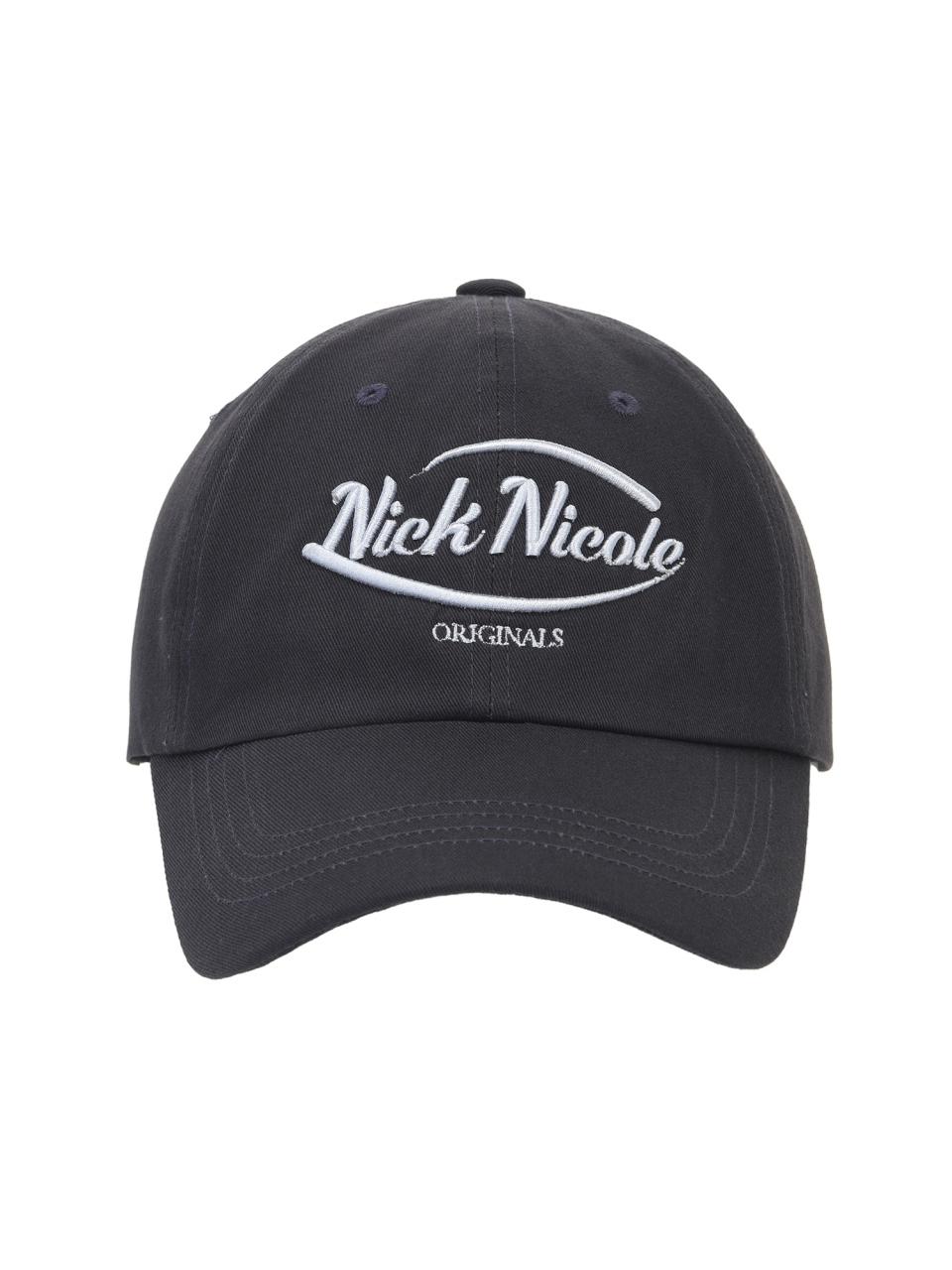 NICK&NICOLE Logo Embroidered Bio-washed Cotton Ball Cap [Charcoal]