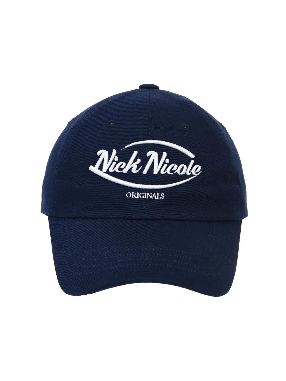 NICK&NICOLE Logo Embroidered Bio-washed Cotton Ball Cap [Navy]