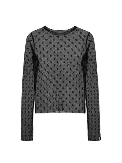 NICK&NICOLE MASH FLOWER PATTERN TOP [BLACK]