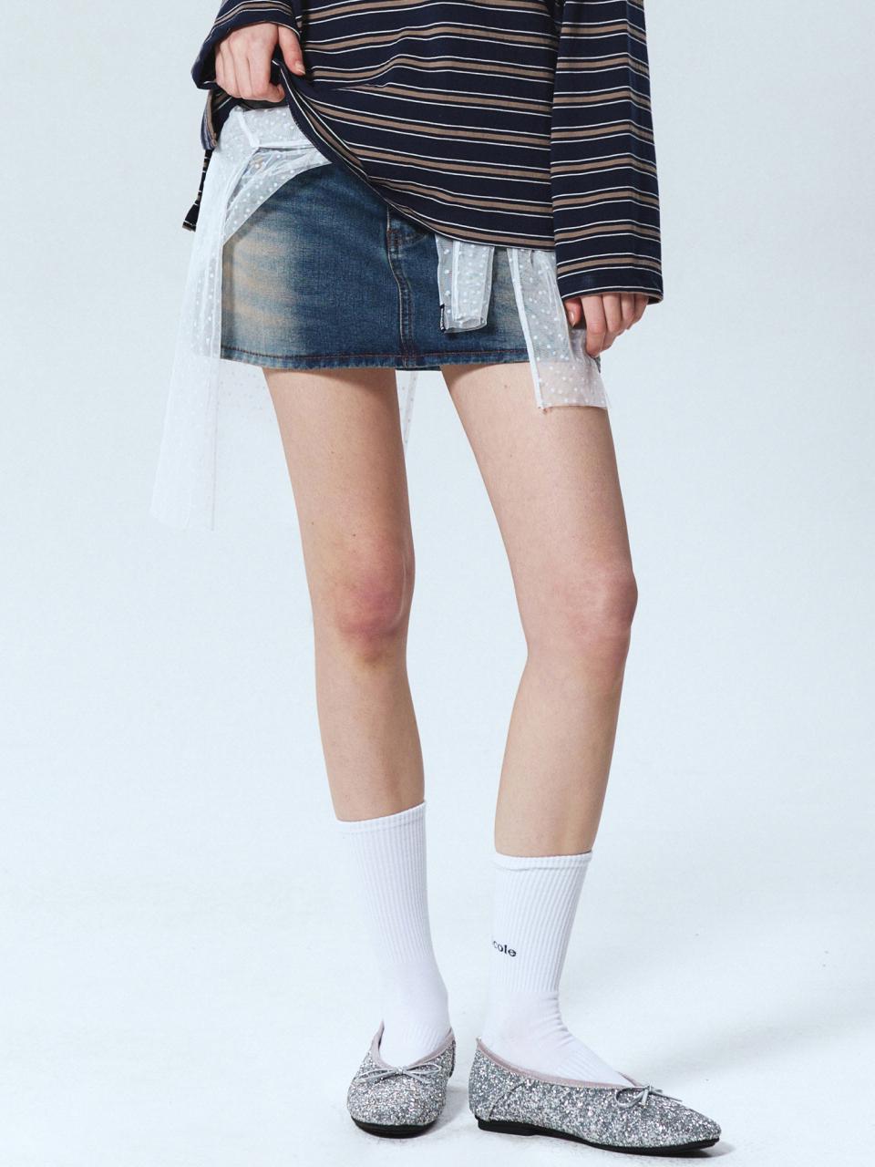 NICK&NICOLE Micro Short Vintage Mini Skirt [Blue]