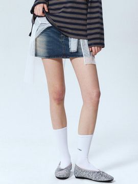 NICK&NICOLE Micro Short Vintage Mini Skirt [Blue]
