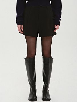 NICK&NICOLE Minimal Half-Length Pintuck Pants [Black]