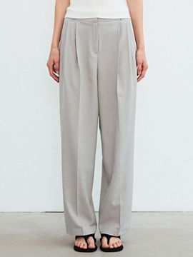 NICK&NICOLE Minimal Long Pintuck Slacks [Gray]