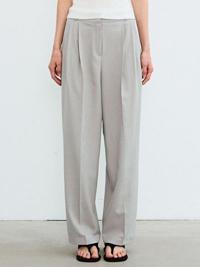 NICK&NICOLE Minimal Long Pintuck Slacks [Gray]