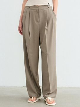 NICK&NICOLE Minimal Long Pintuck Slacks [Khaki Gray]