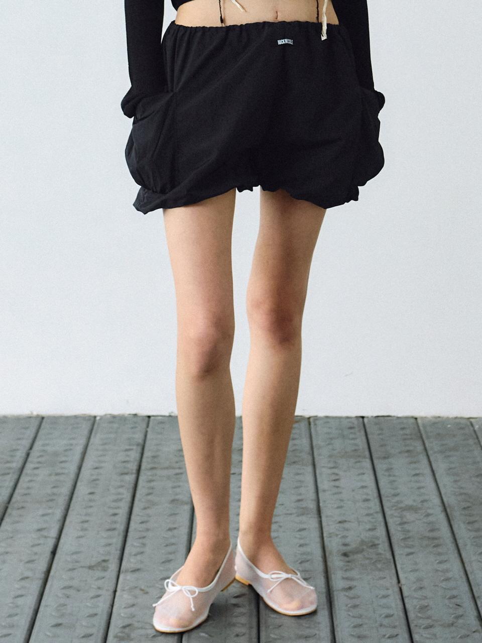NICK&NICOLE Minimal Nylon Cargo Short Pants [BLACK]