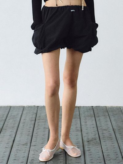 NICK&NICOLE Minimal Nylon Cargo Short Pants [BLACK]