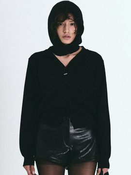 NICK&NICOLE Minimal Quality V-neck Cardigan [Black]