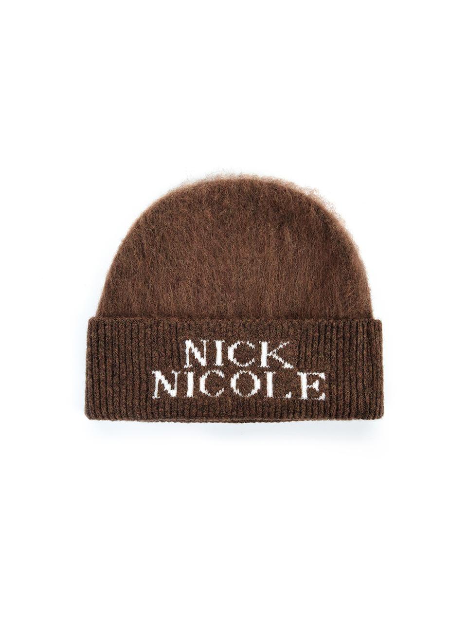 NICK&NICOLE Mixed Jacquard Signature Beanie [Brown]