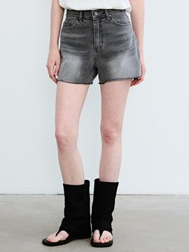 NICK&NICOLE Natural Cotton High-Density Half Denim Pants [Gray]