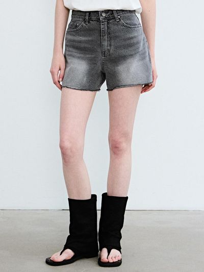 NICK&NICOLE Natural Cotton High-Density Half Denim Pants [Gray]