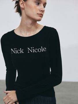 NICK&NICOLE Nick Pintuck Line LS Top - Black