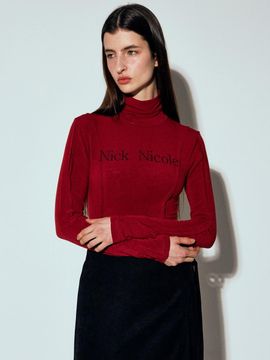 NICK&NICOLE NICOLE PINTUCK LINE TURTLENECK SWEATER [RED]