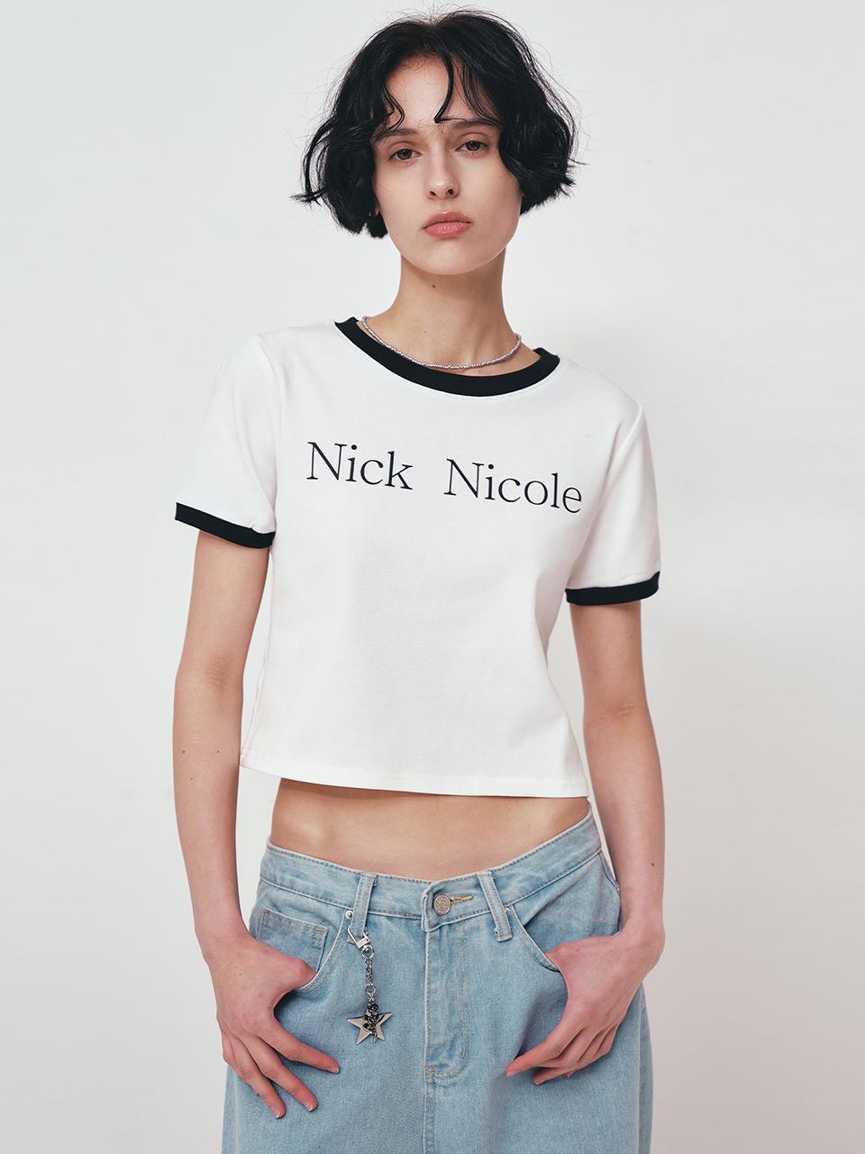 NICK&NICOLE NICOLE SIGNATURE RINGER CROP TOP [WHITE]
