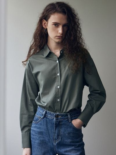NICK&NICOLE Nicole Standard Oxford Shirt (Charcoal)