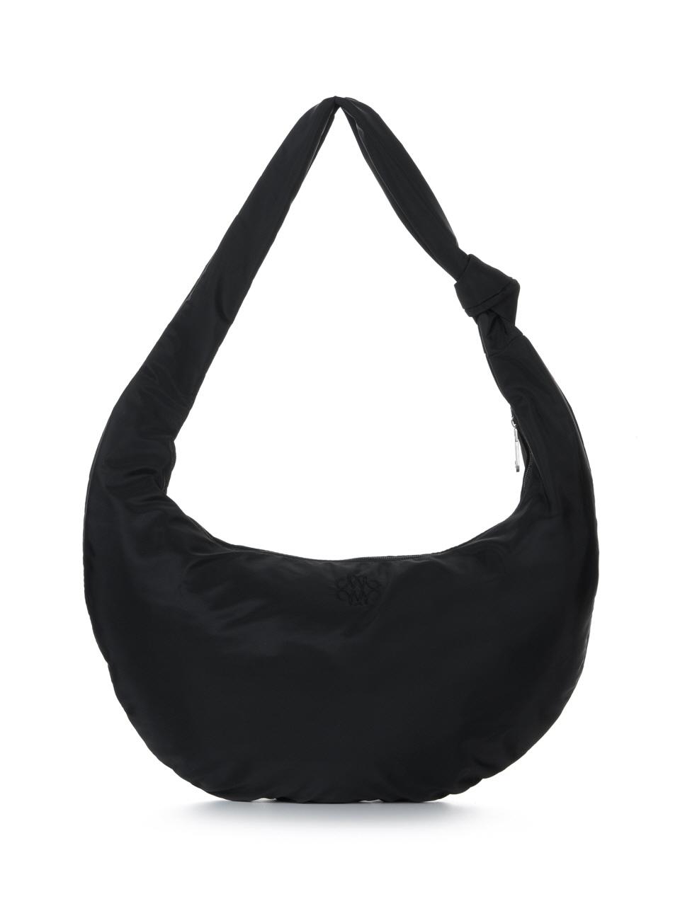NICK&NICOLE Nylon Shoulder Knot Half-moon Bag [Black]