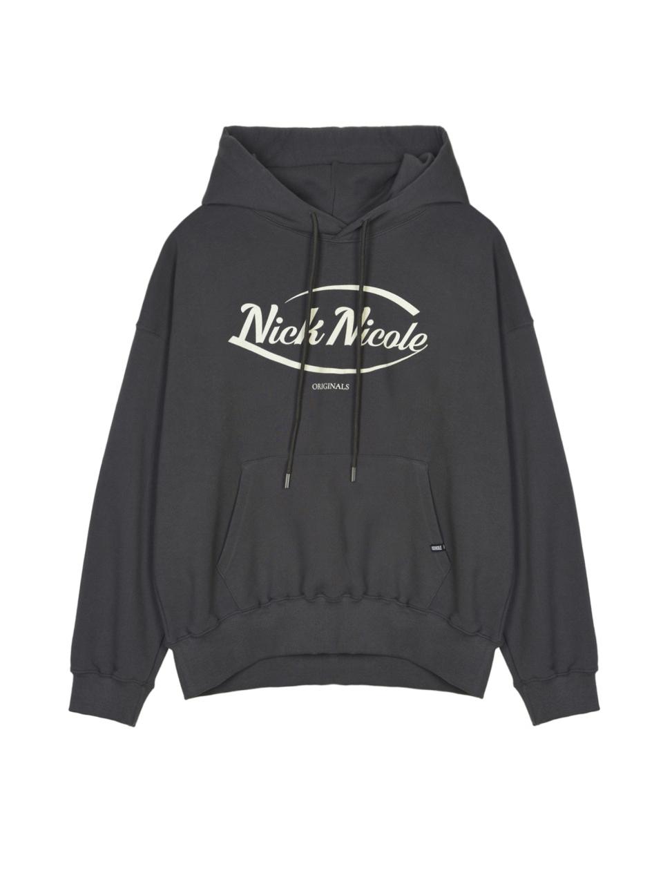 NICK&NICOLE Original Logo Standard Fit Hoody [Charcoal White]
