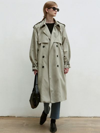 NICK&NICOLE Oversized Double Trench Coat (Khaki)