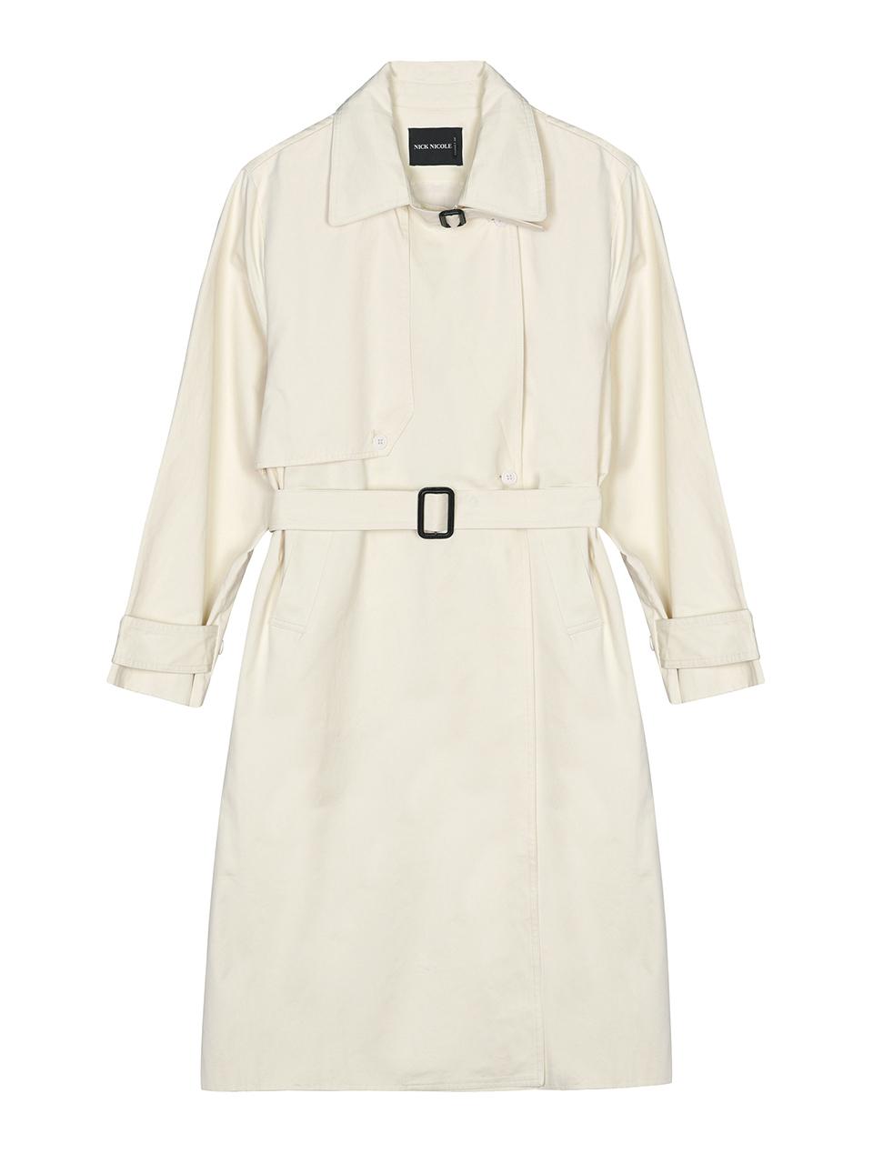 NICK&NICOLE Oversized Single Minimalist Trench Coat [Beige]