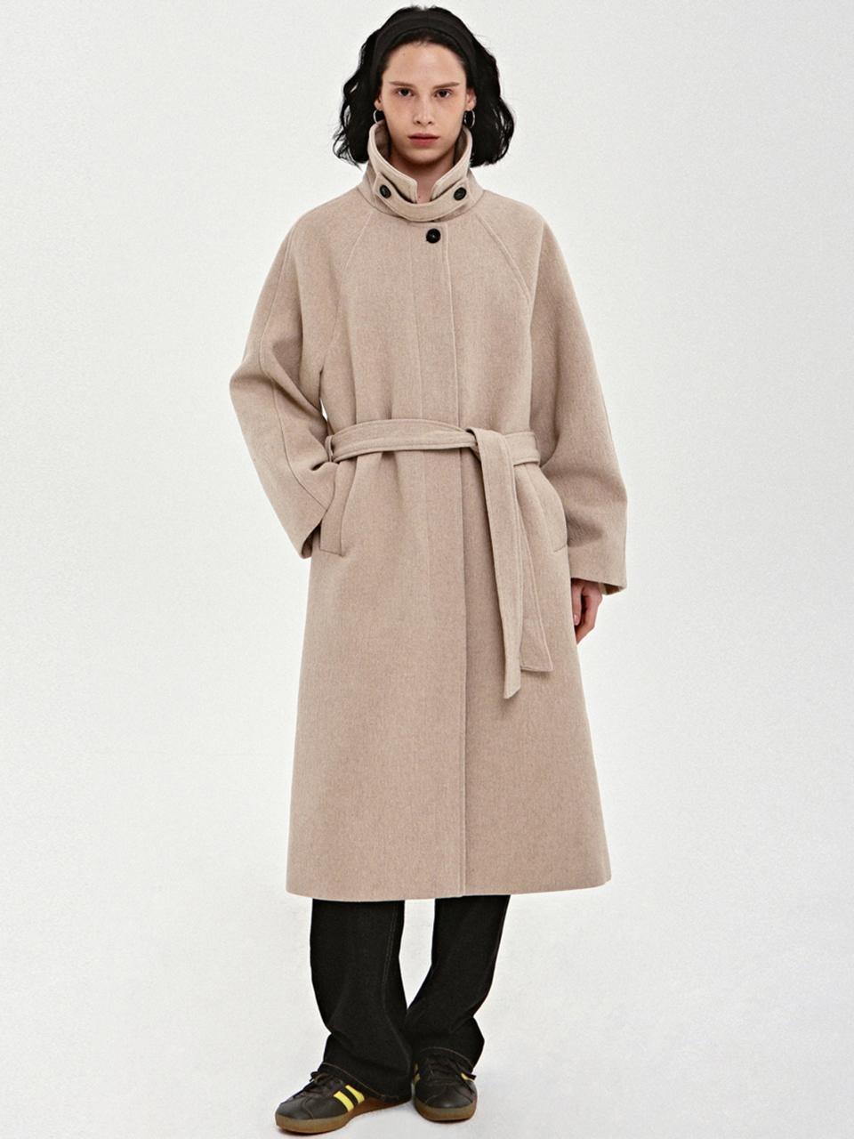 NICK&NICOLE Raglan Balmacaan Long Coat [Beige]