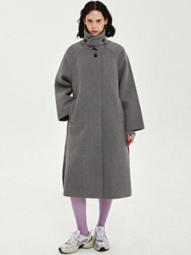 NICK&NICOLE Raglan Balmacaan Long Coat [Charcoal]
