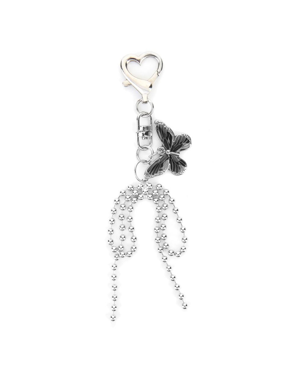 NICK&NICOLE Ribbon Butterfly Sleek Keyring [Black Silver]