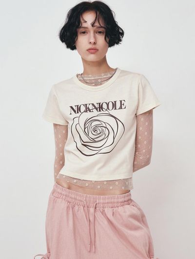 NICK&NICOLE ROSE SIGNATURE CROP TOP [BEIGE BROWN]