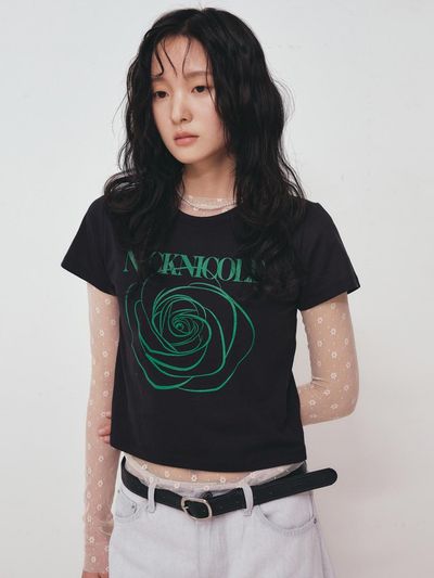 NICK&NICOLE ROSE SIGNATURE CROP TOP [BLACK GREEN]