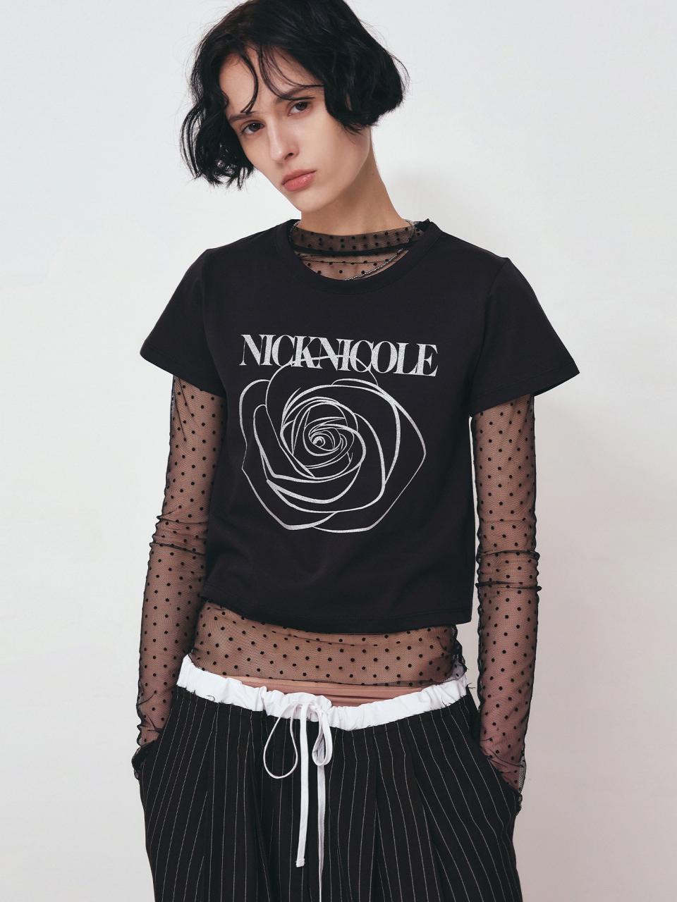 NICK&NICOLE ROSE SIGNATURE CROP TOP [BLACK SILVER]