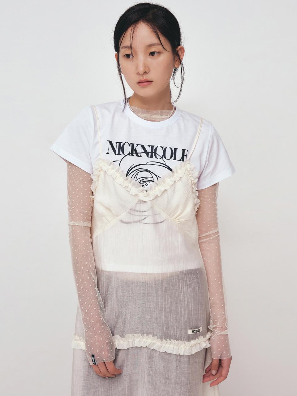 NICK&NICOLE ROSE SIGNATURE CROP TOP T-SHIRT [WHITE BLACK]