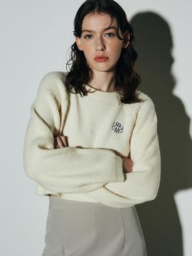 NICK&NICOLE Soft Raglan Cropped Knit [Cream]