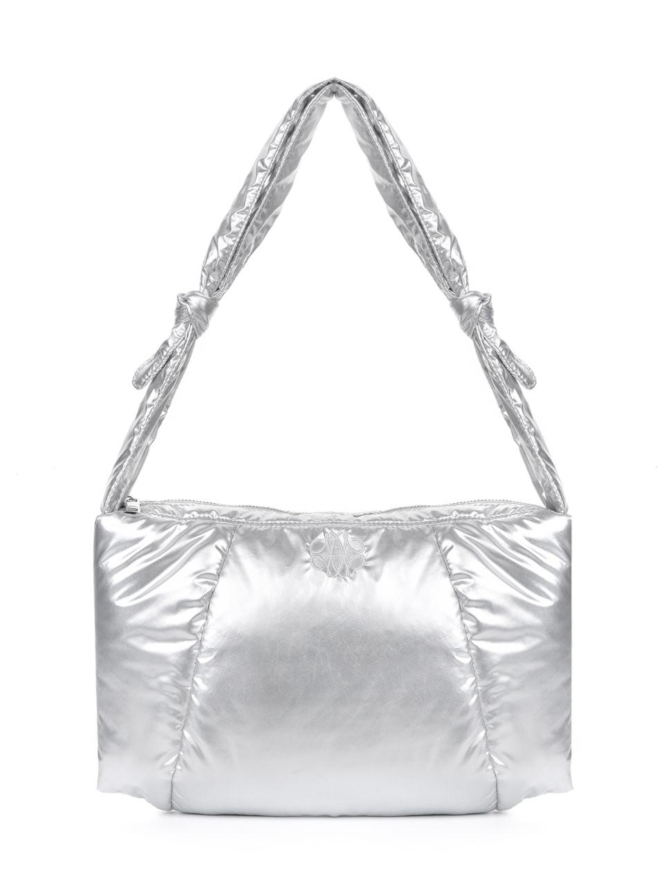 NICK&NICOLE Square Padded Metallic Shoulder Bag [Silver]